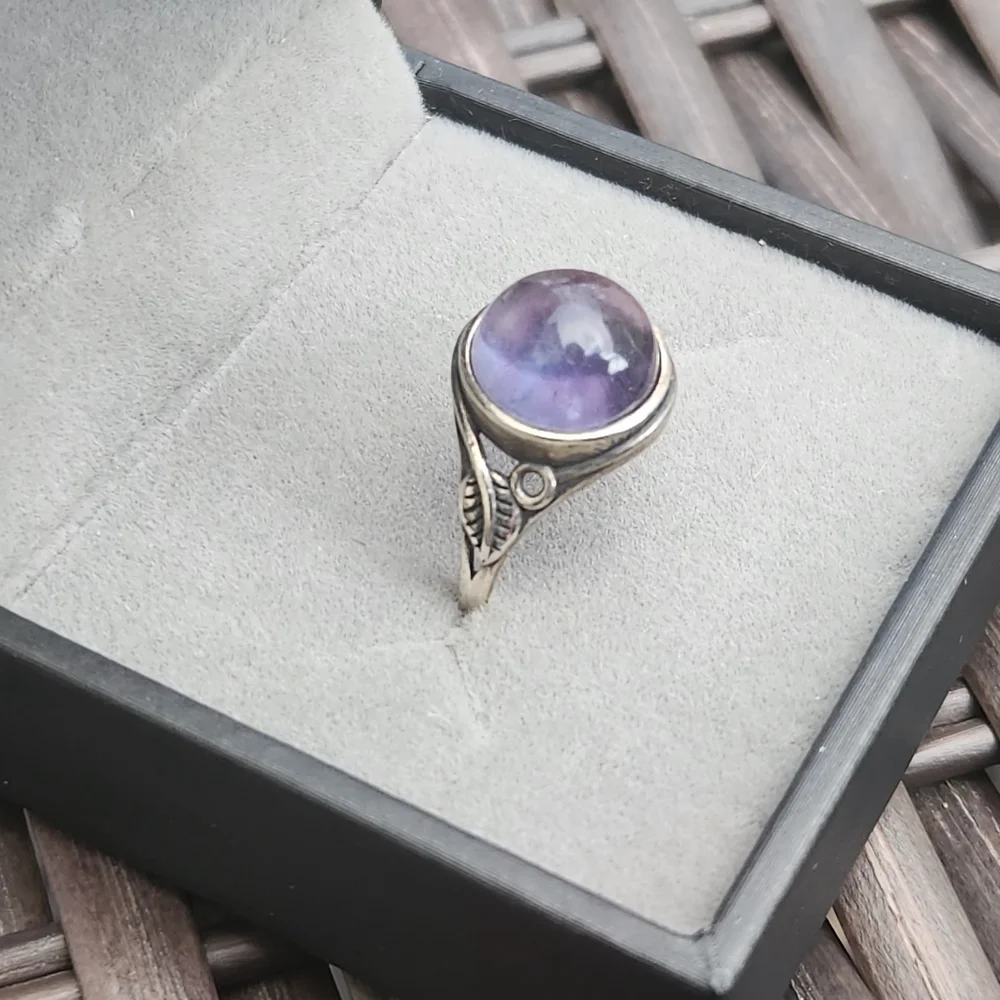 S925 Rainbow Fluorite Ring adjustable size